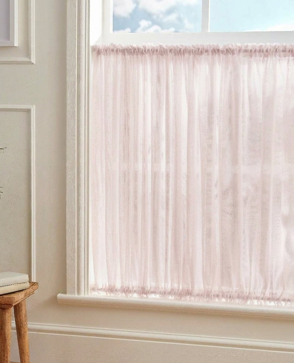 Midori Light Blush Slot Top & Bottom Cafe Curtain
