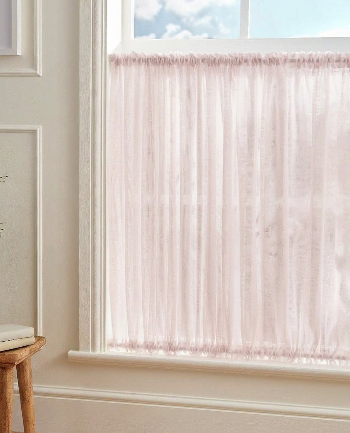 Midori Light Blush Slot Top & Bottom Cafe Curtain