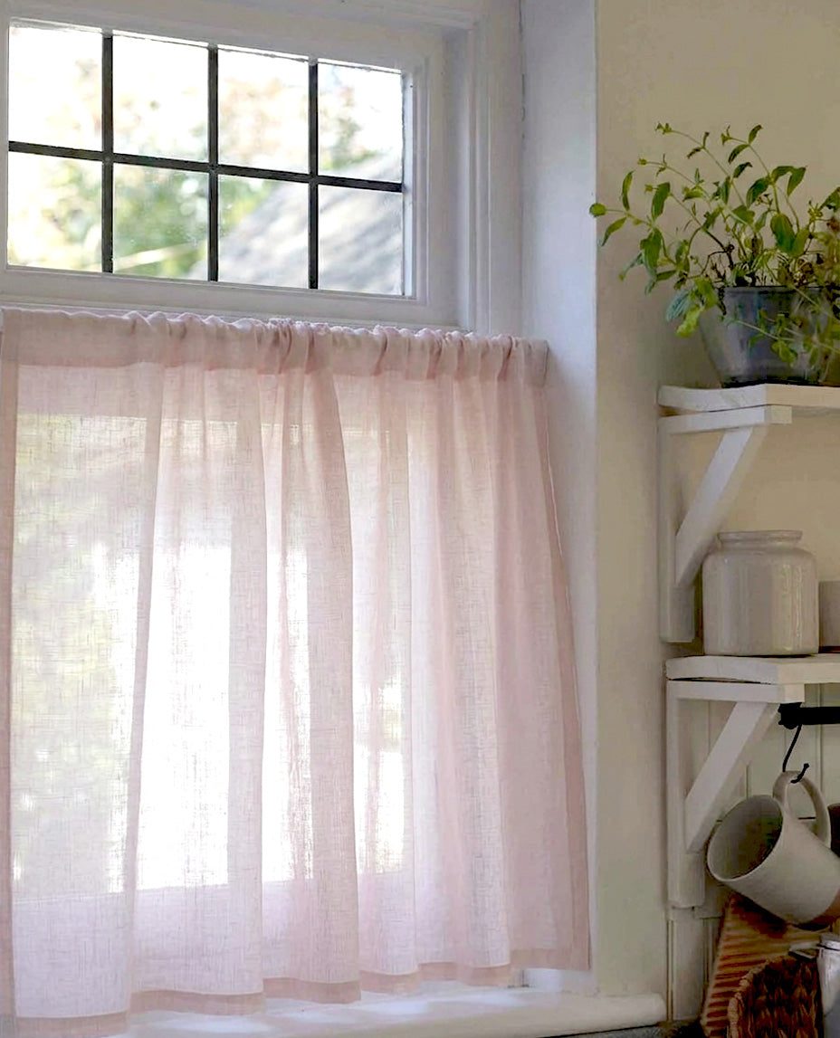 Midori Light Blush Slot Top Cafe Curtain