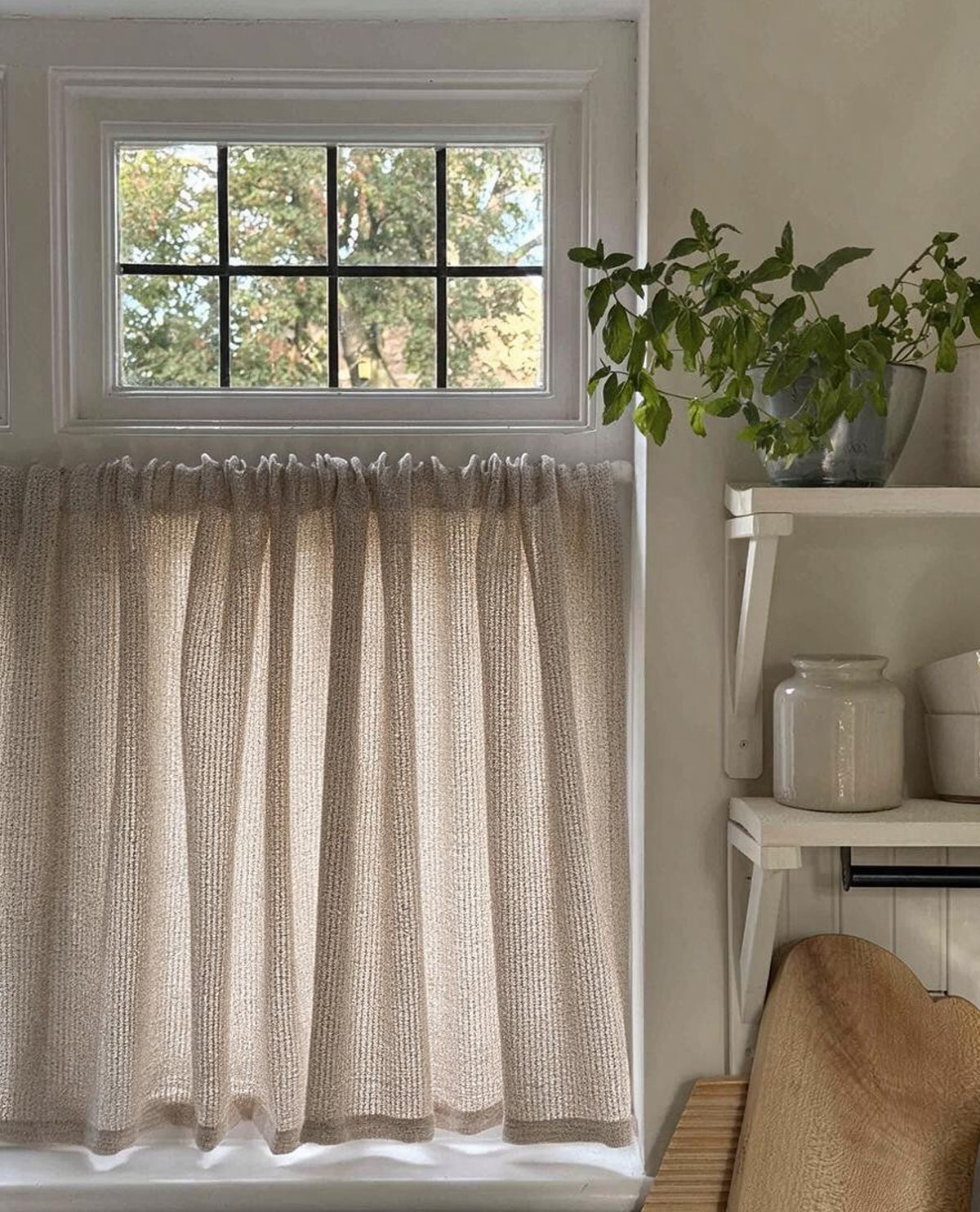 Bramble Cotton Blend Sand Slot Top Café Curtain