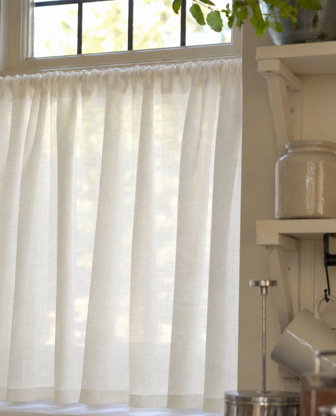 Cove FR Clotted Cream Slot Top Café Curtain