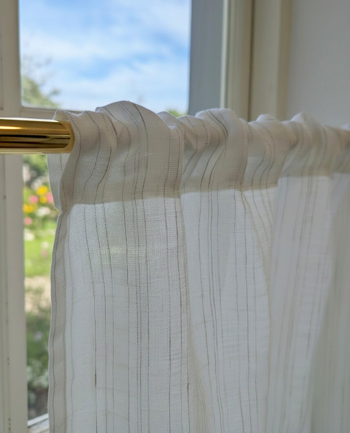 Parchment 100% Linen Natural Slot Top Café Curtain