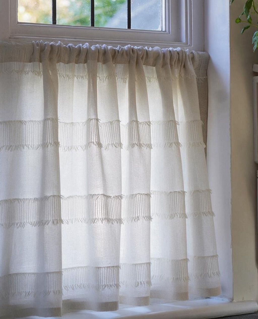 Loom Natural Slot Top Café Curtain