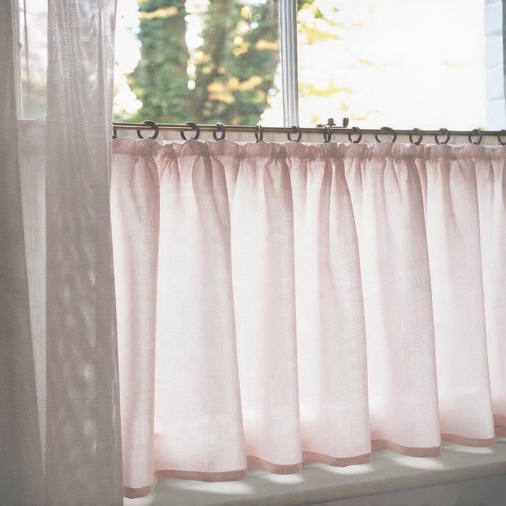 Midori Light Blush Tape Top Cafe Curtain