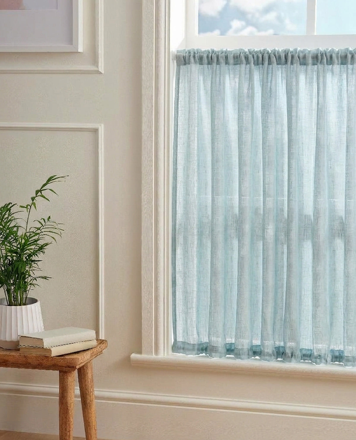 Midori Duck Egg Slot Top & Bottom Cafe Curtain