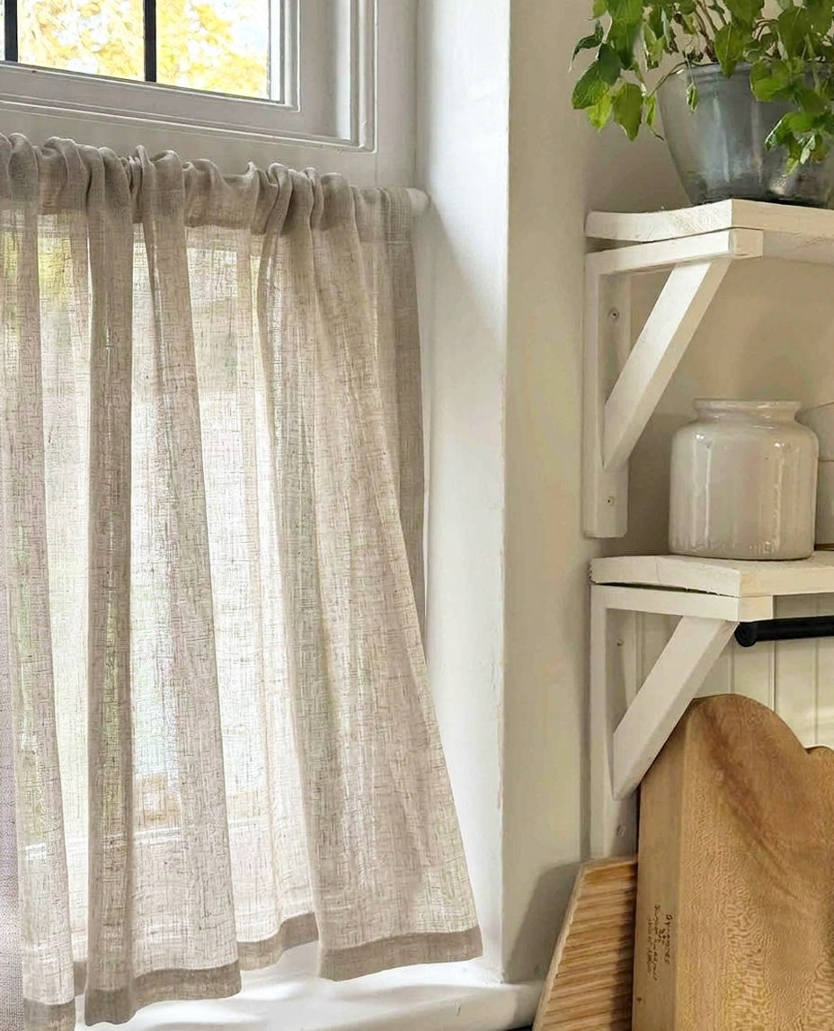 Midori Linen Slot Top Cafe Curtain