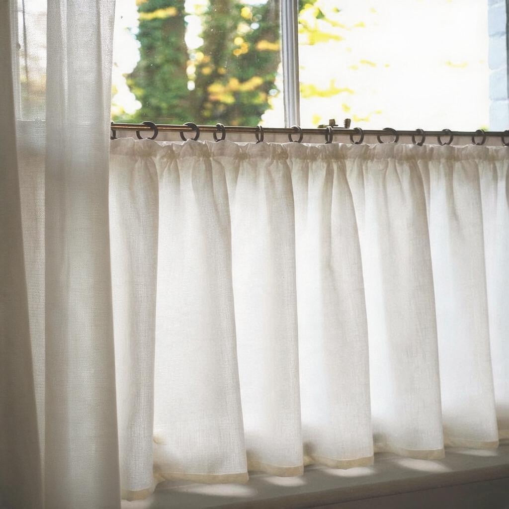 Midori Oyster Tape Top Cafe Curtain