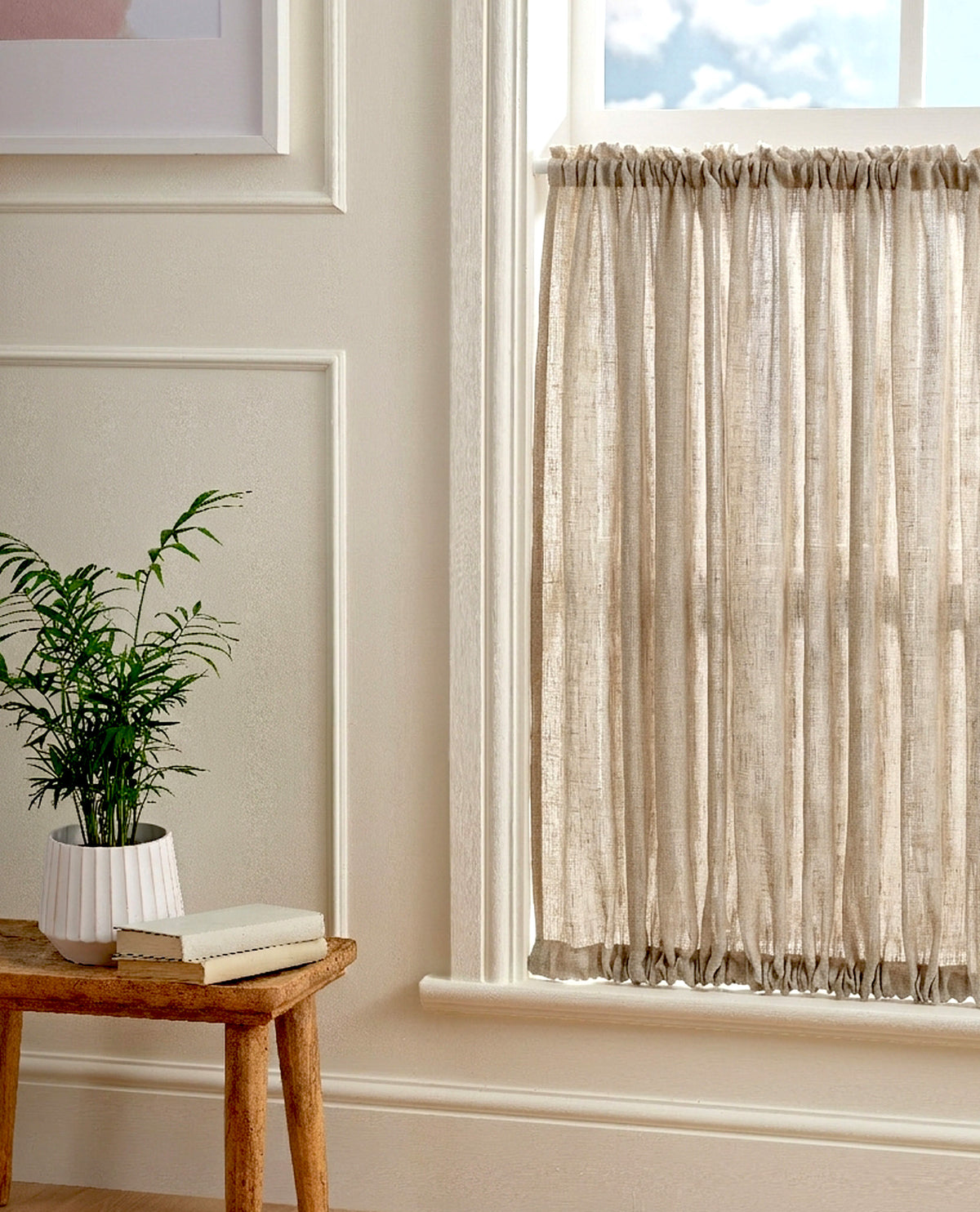 Midori Linen Slot Top & Bottom Cafe Curtain
