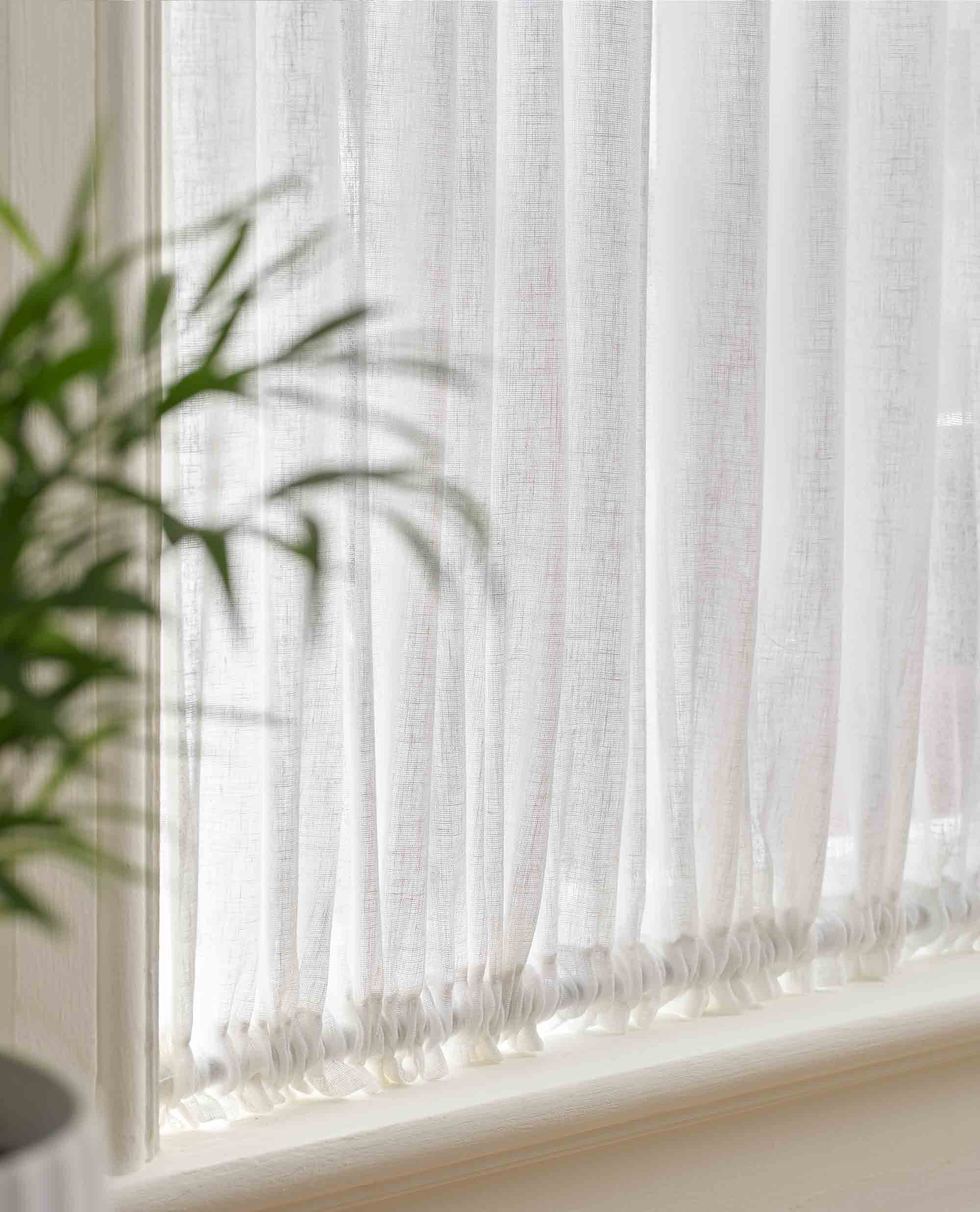Midori Linen Slot Top & Bottom Cafe Curtain
