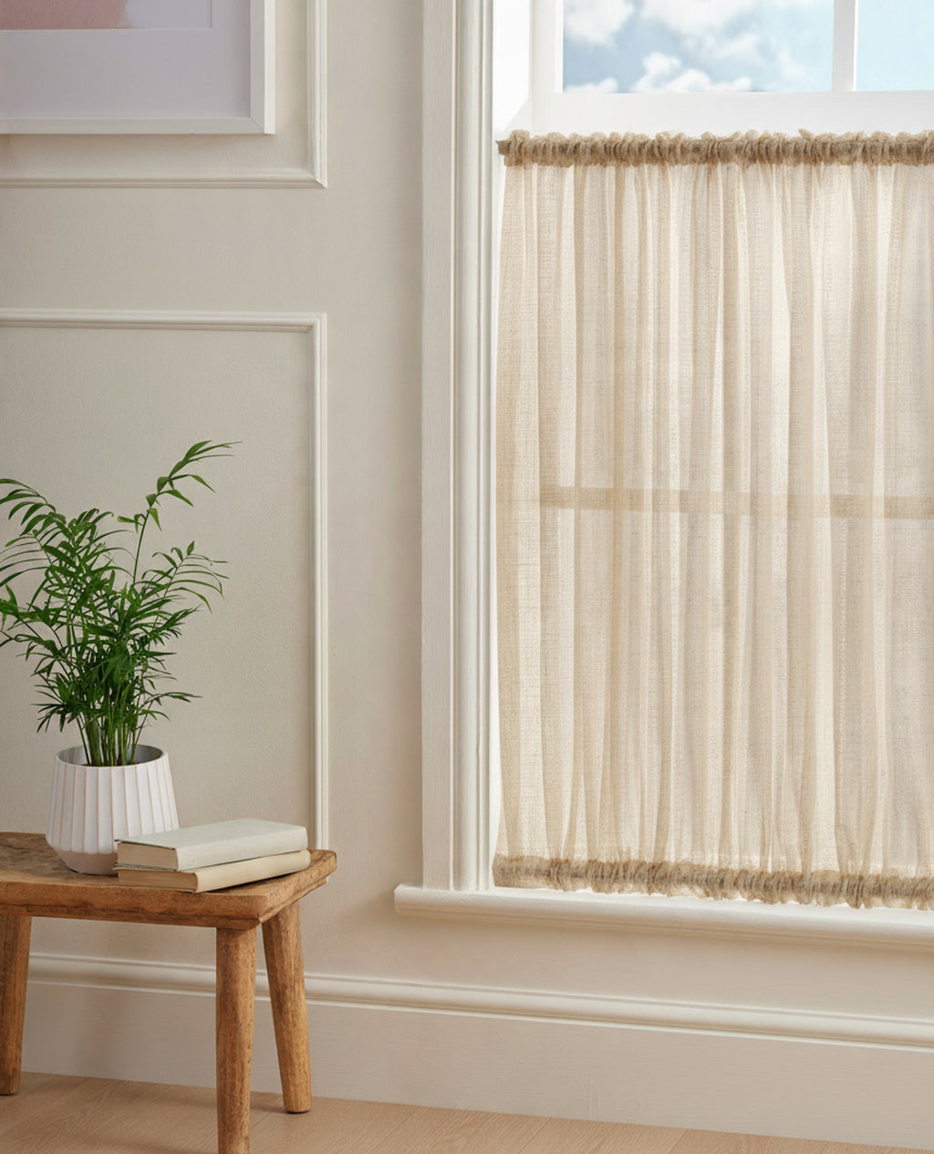 Midori Raffia Slot Top & Bottom Café Curtain