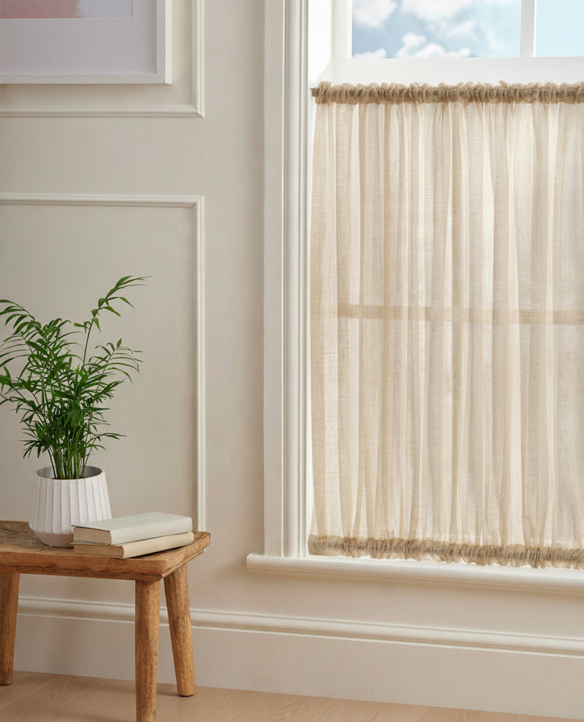 Midori Raffia Slot Top & Bottom Café Curtain
