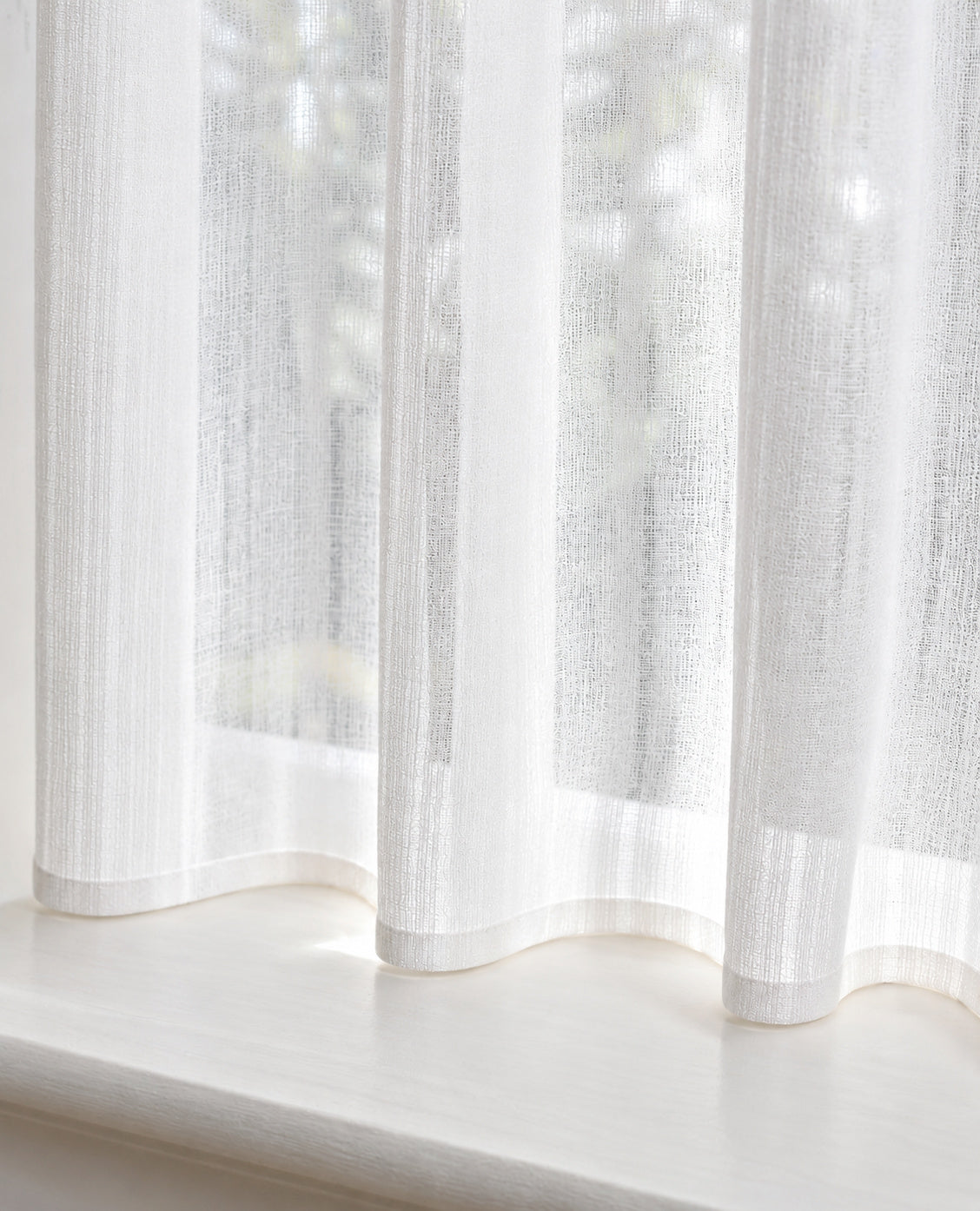 Milos FR Natural White Slot Top Cafe Curtain
