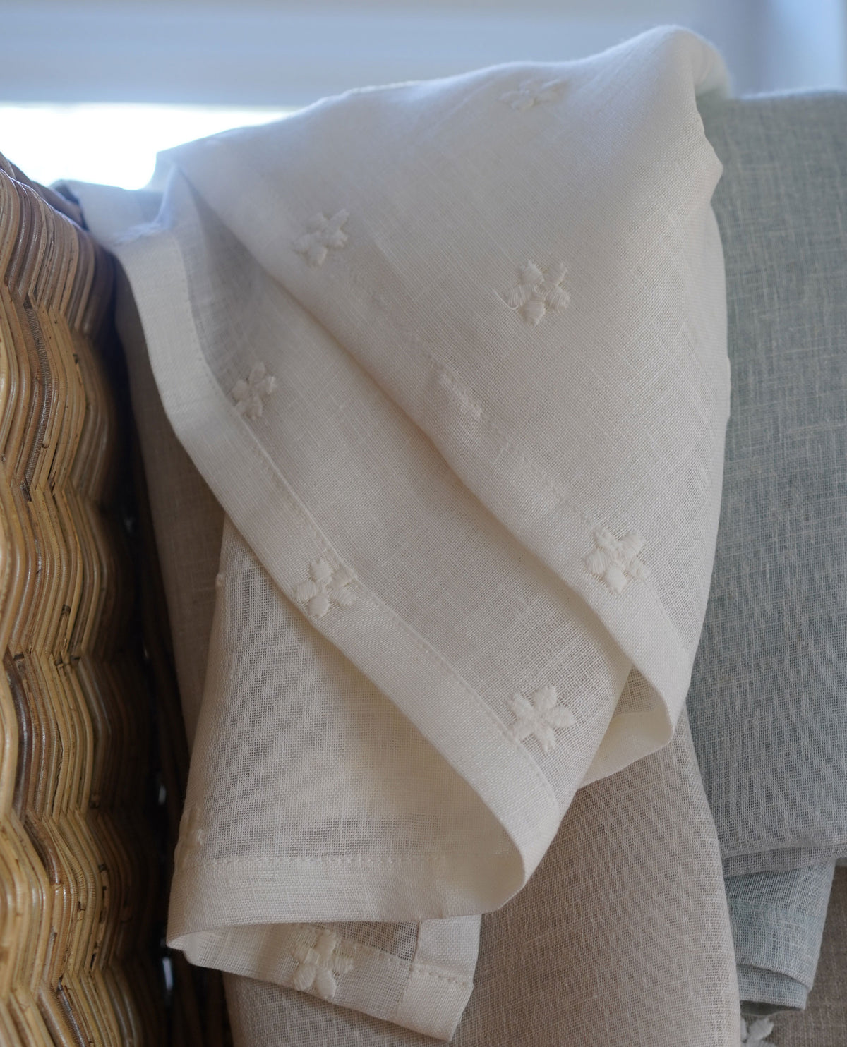 Mitton Daisy Ivory Slot Top Cafe Curtain