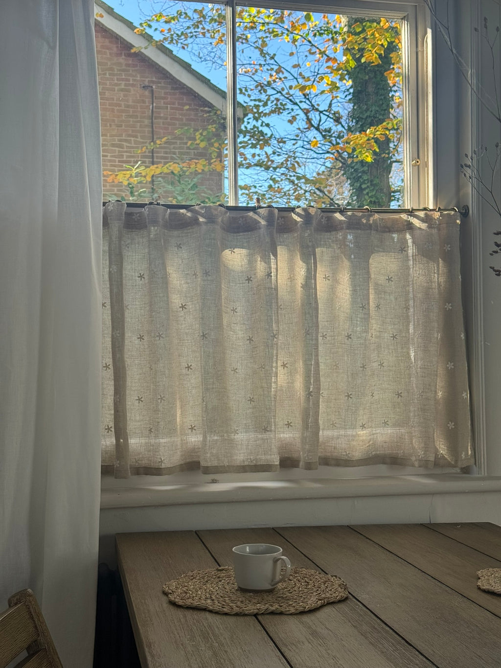 Mitton Daisy Tape Top Cafe Curtain