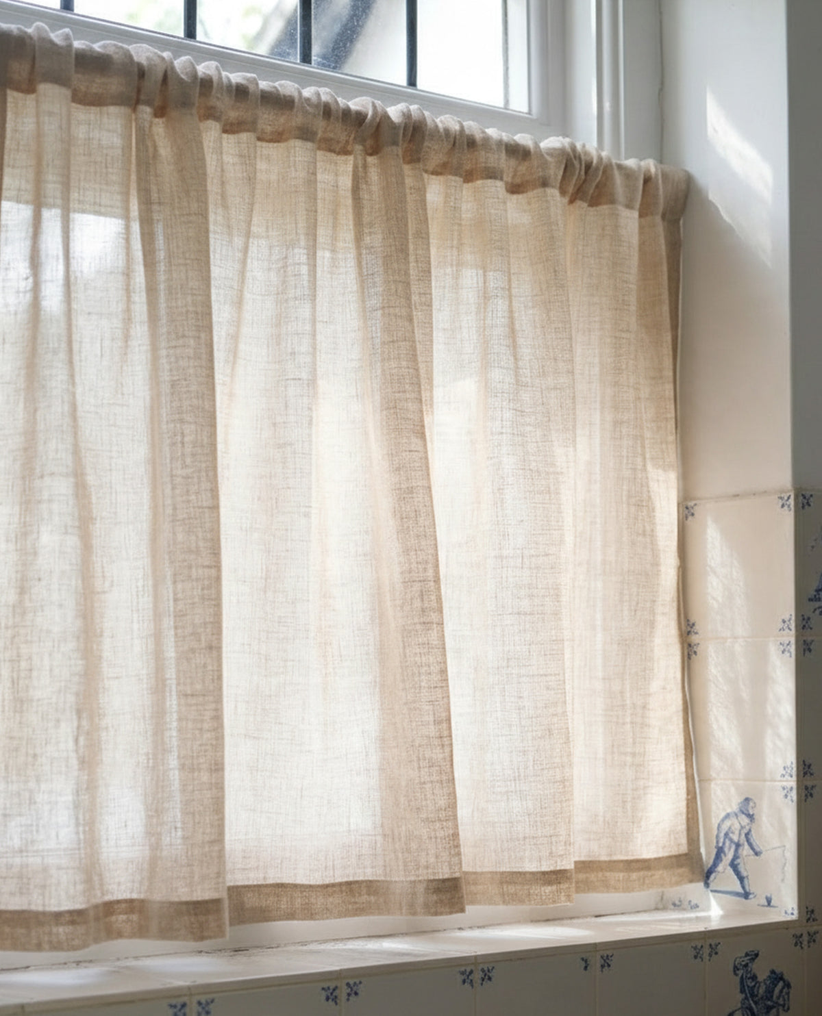 Midori Mocha Slot Top Cafe Curtain
