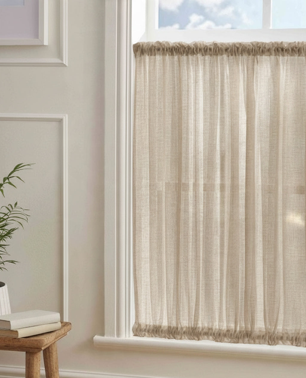 Midori Mocha Slot Top & Bottom Café Curtain