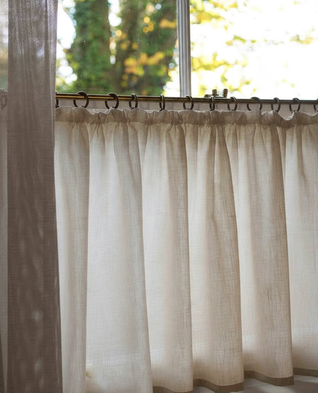 Midori Mocha Tape Top Cafe Curtain