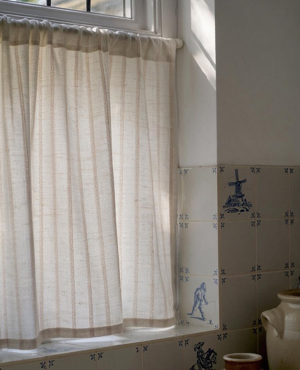 Reed Natural Slot Top Café Curtain