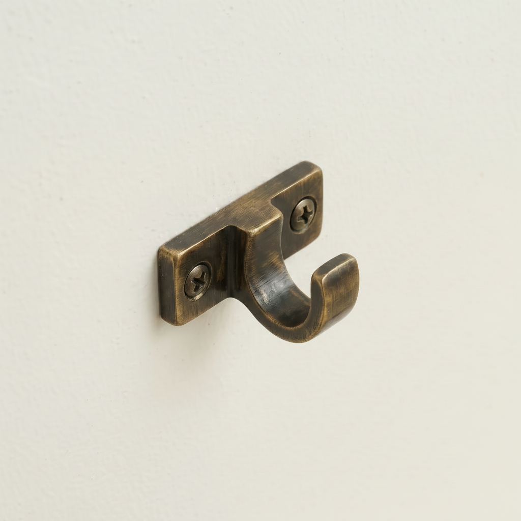 The Oscar Solid Antique Brass Cafe Rod Support Bracket