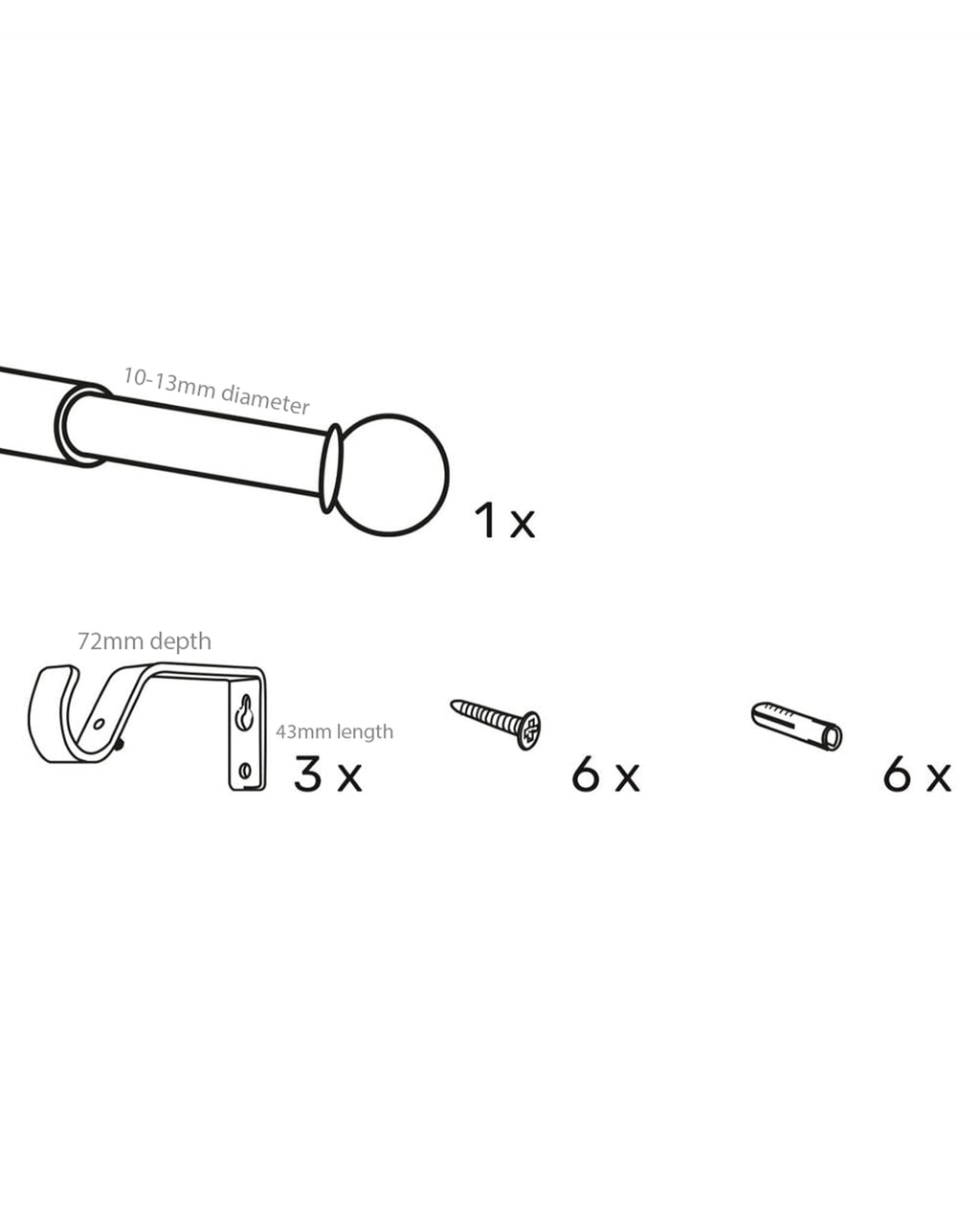 The Archer Extendable Metal Cafe Rod Antique Brass 10-13mm
