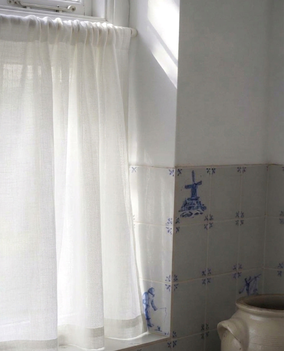 Midori White Slot Top Cafe Curtain
