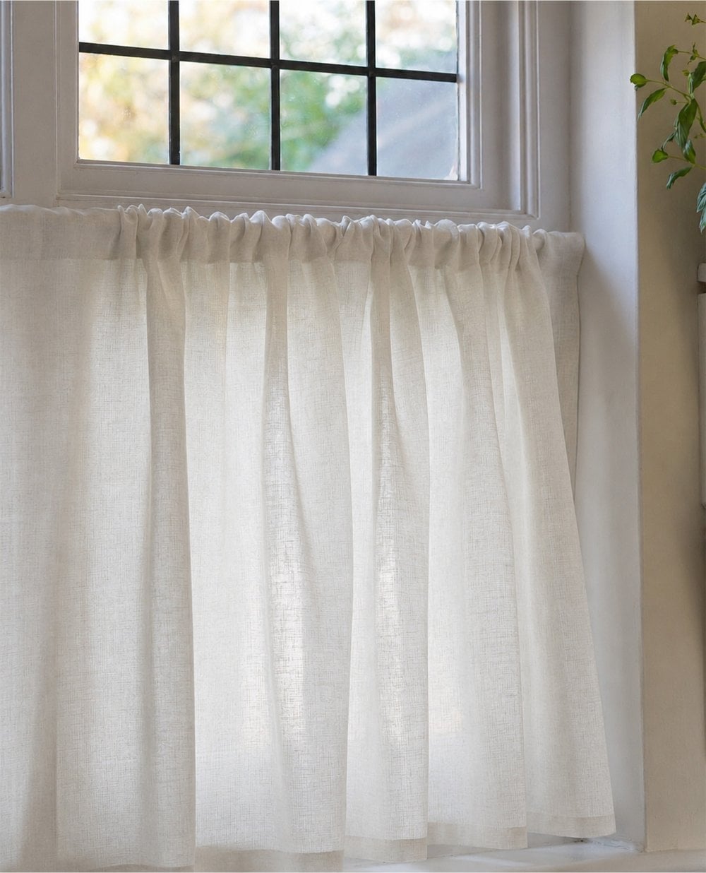 Midori Ivory Slot Top Cafe Curtain