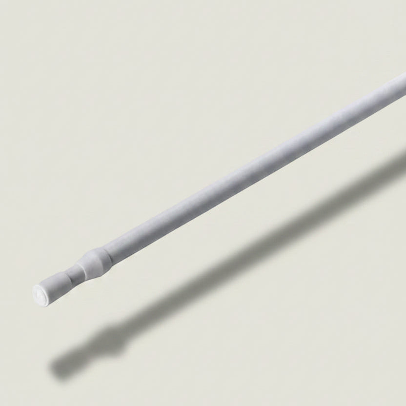 White curtain rod on a light grey background