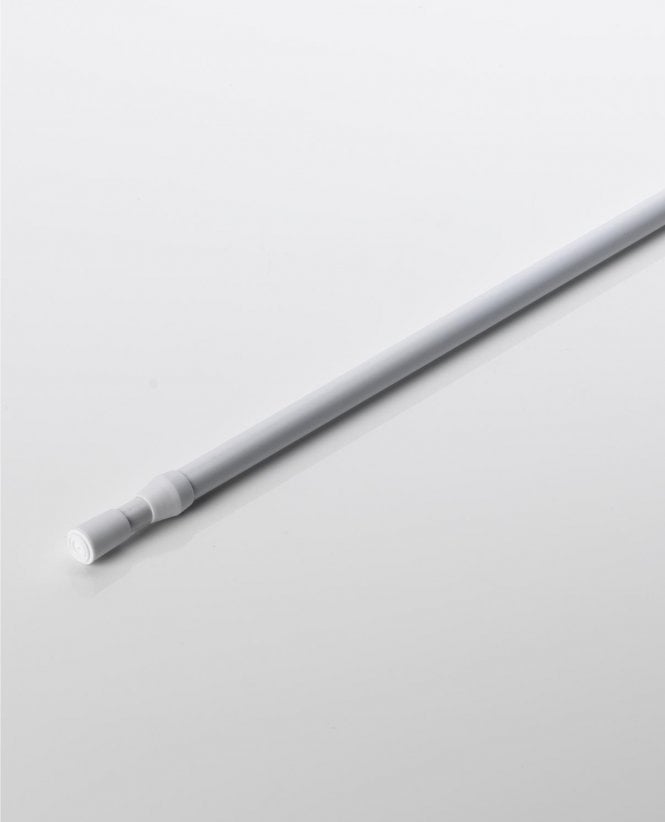 White curtain rod on a light grey background